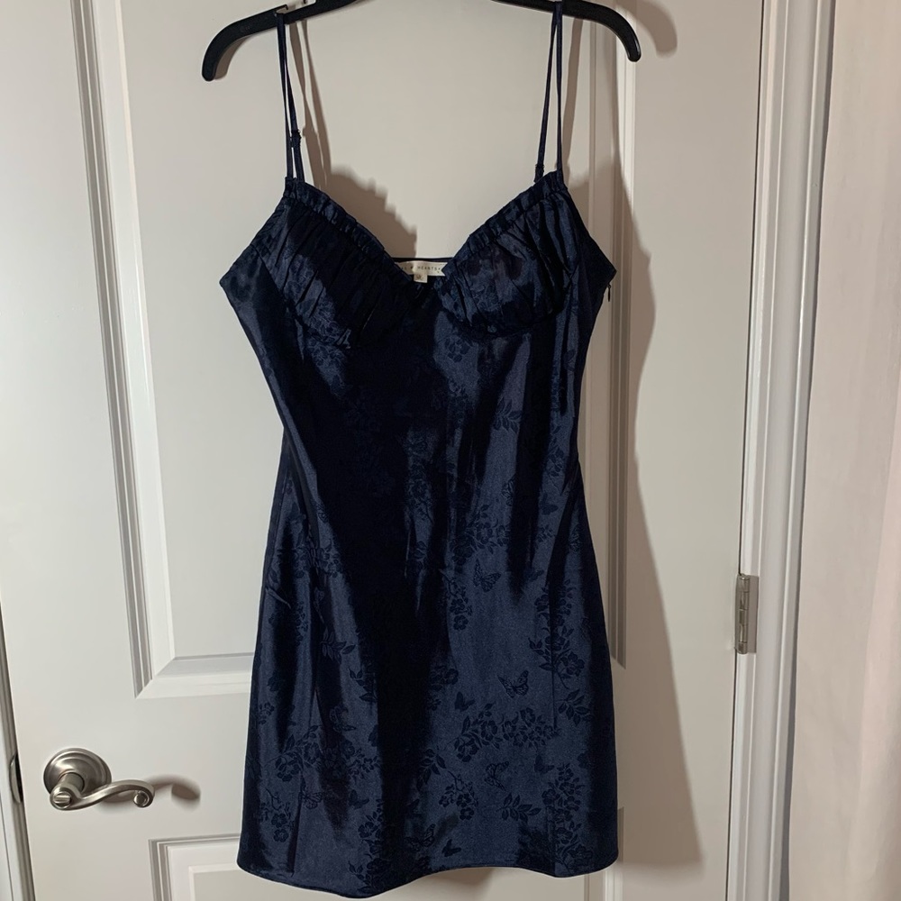 Pacsun LA Hearts Dark Blue Floral Butterfly Mini Dress NWOT
